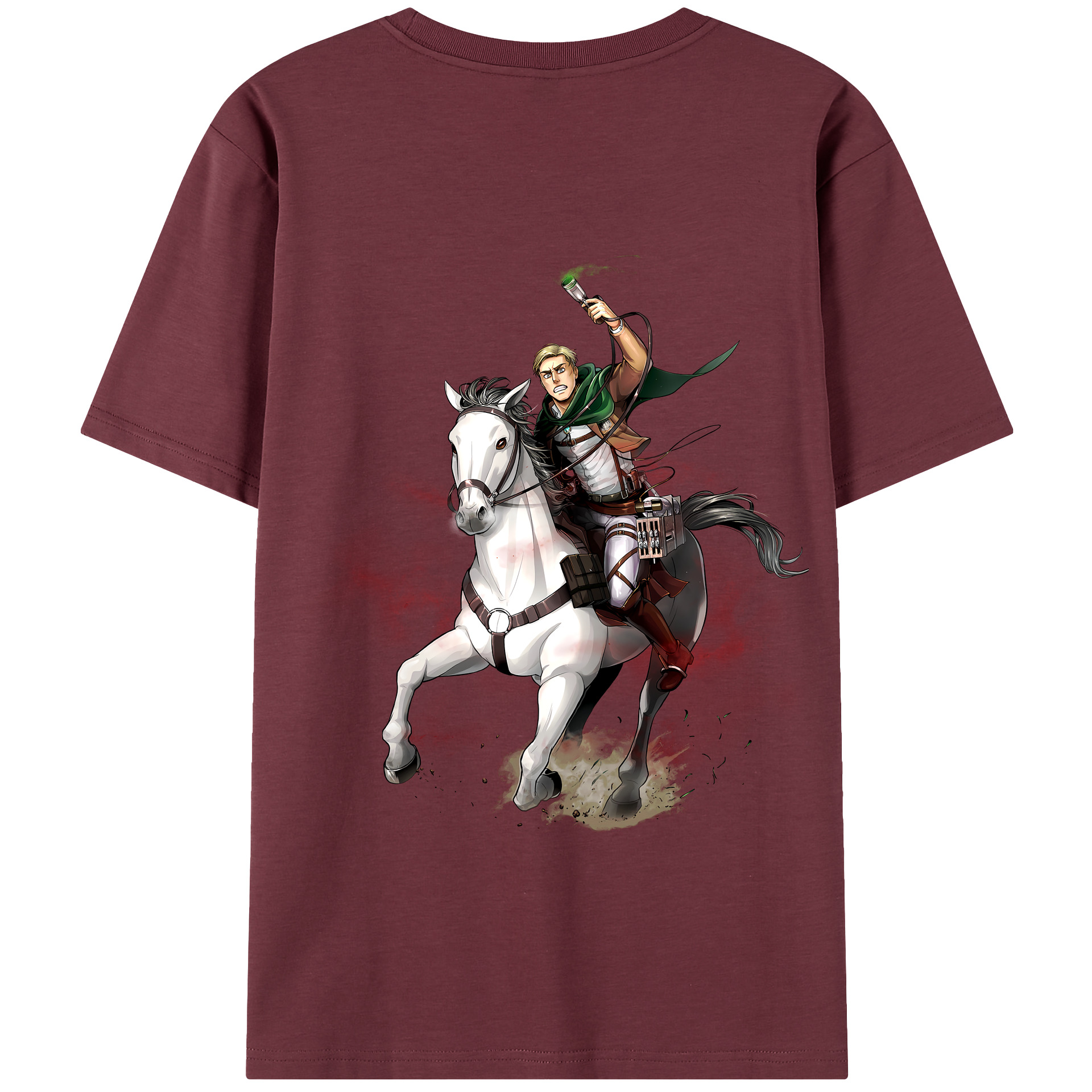（画像用） 進撃の巨人 エルヴィン・スミス Attack on Titan Erwin Smith 綿100％半袖Tシャツ（背面プリント）